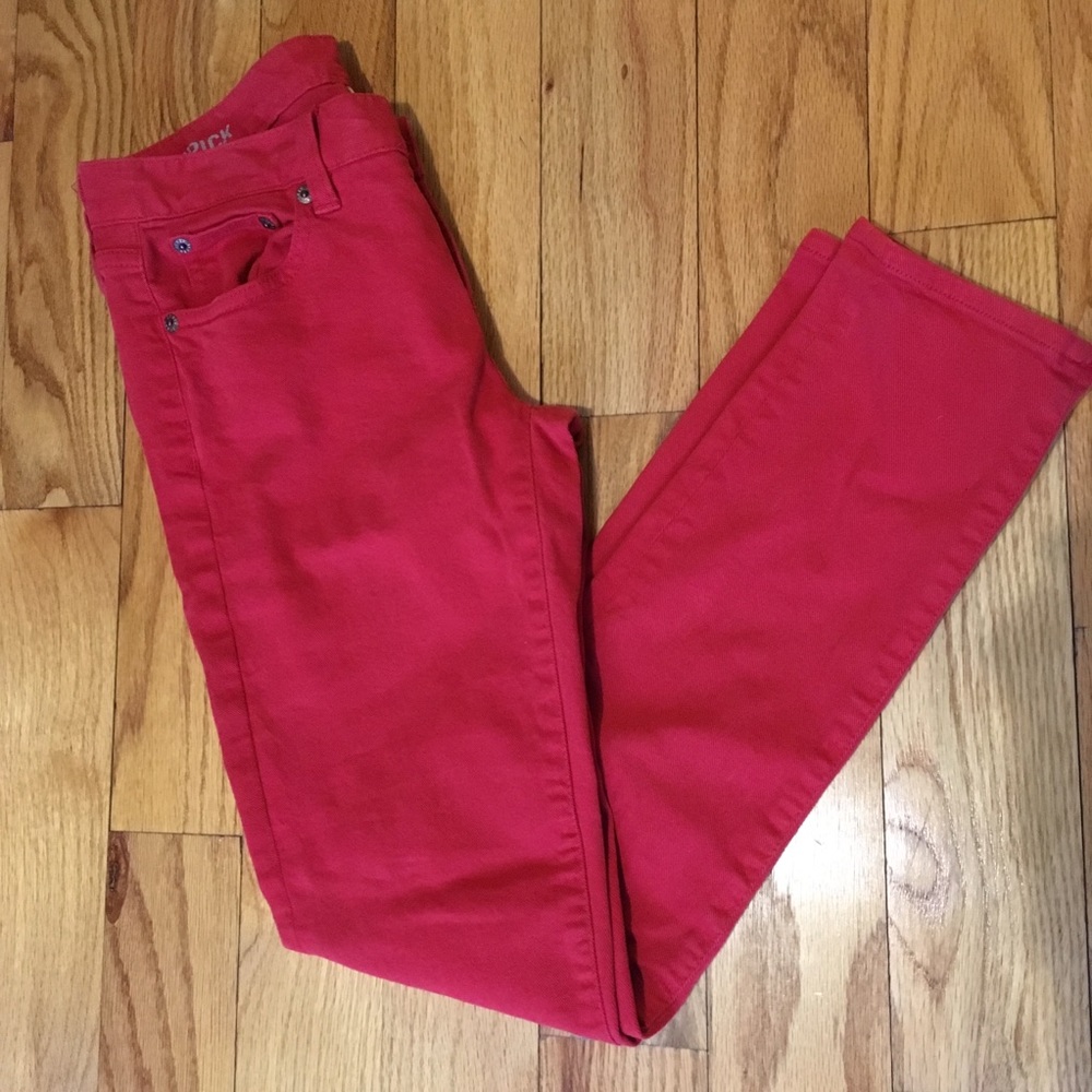 SOLD — J. Crew — Red Toothpick Skinny Jeans Size 26 - Picture 5 of 5